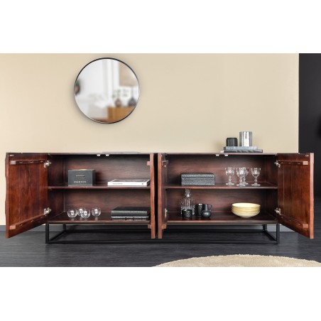 Buffet bas DUNE 175cm acacia massif brun noyer 3D