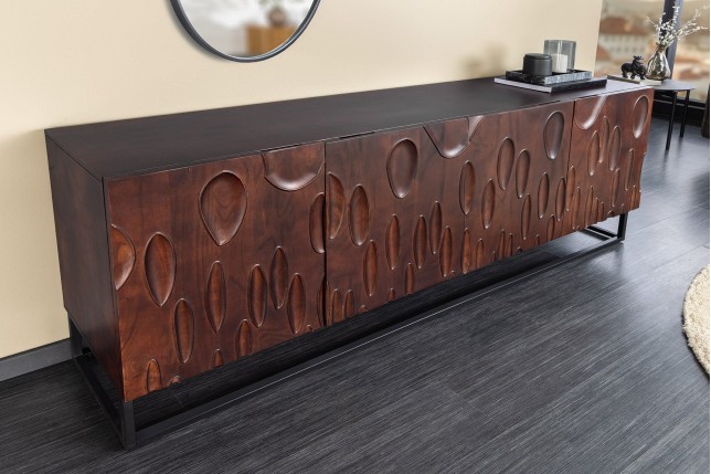 Buffet bas DUNE 175cm acacia massif brun noyer 3D