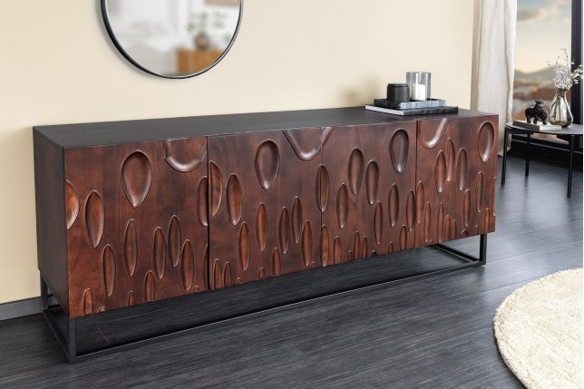 Buffet bas DUNE 175cm acacia massif brun noyer 3D