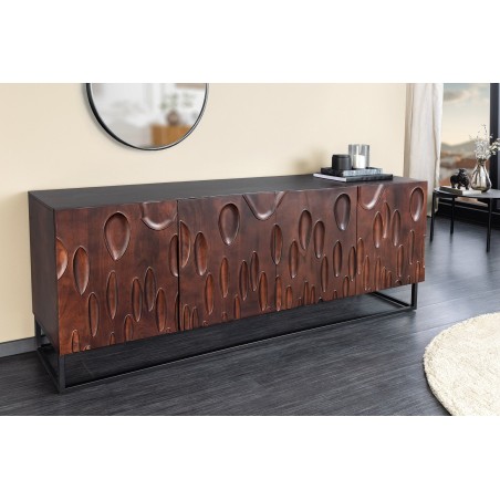 Buffet bas DUNE 175cm acacia massif brun noyer 3D