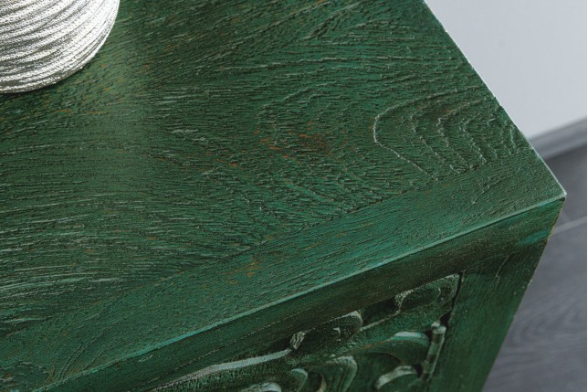 Buffet bas PEACOCK 175cm manguier vert antique doré