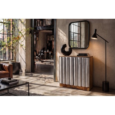 Buffet bas ZALVERO manguier et aluminium naturel argenté 2