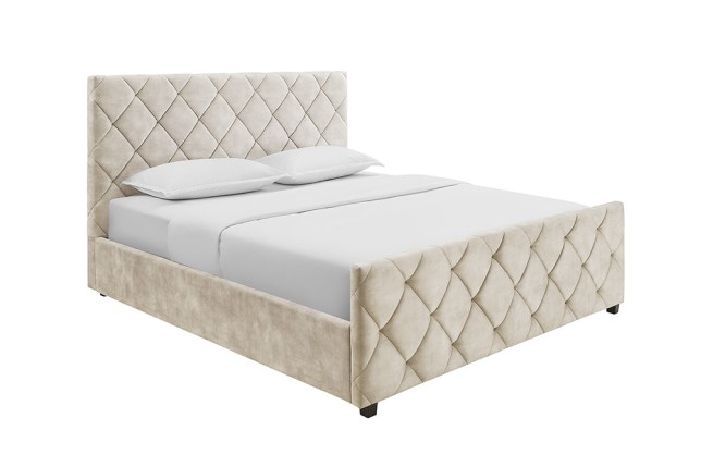 Lit ELYSIUM 180x200cm Velours Champagne Beige - Rangement