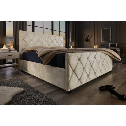 Lit ELYSIUM 180x200cm avec rangement - Velours Champagne Beige