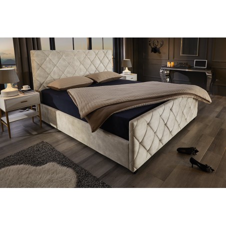 Lit ELYSIUM 180x200cm Velours Champagne Beige - Rangement