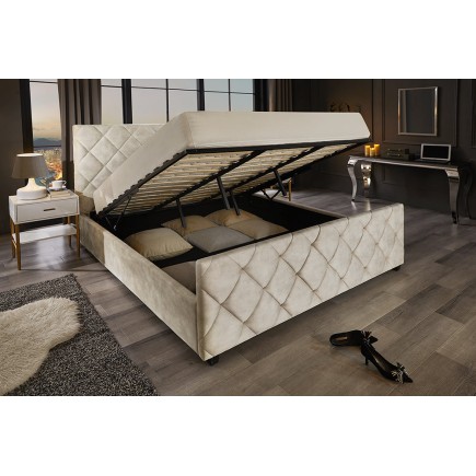 Lit ELYSIUM 180x200cm avec rangement - Velours Champagne Beige 2