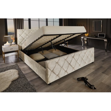 Lit ELYSIUM 180x200cm Velours Champagne Beige - Rangement