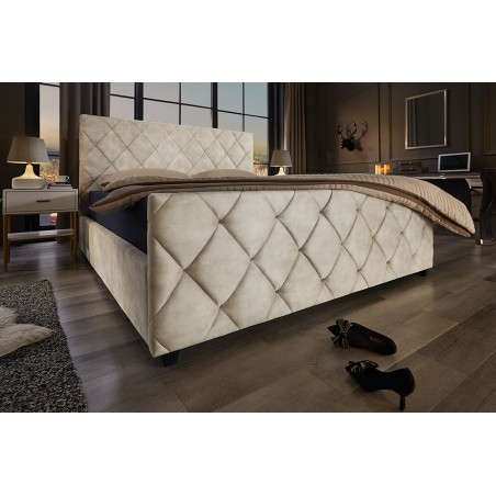 Lit ELYSIUM 180x200cm Velours Champagne Beige - Rangement