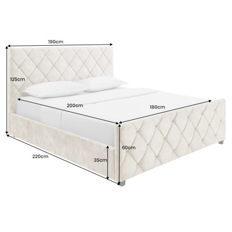 Lit ELYSIUM 180x200cm Velours Champagne Beige - Rangement