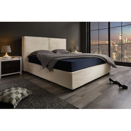 Lit ROCCO 180x200cm cordon beige avec rangement