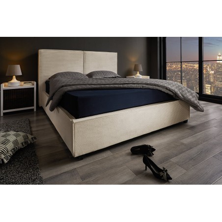 Lit ROCCO 180x200cm cordon beige avec rangement