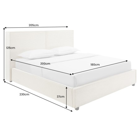Lit ROCCO 180x200cm cordon beige avec rangement
