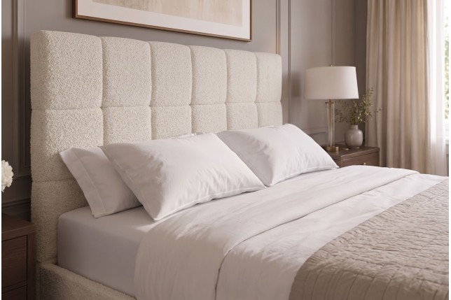 Lit PRESTIGE 180x200 bouclé creamy avec rangement