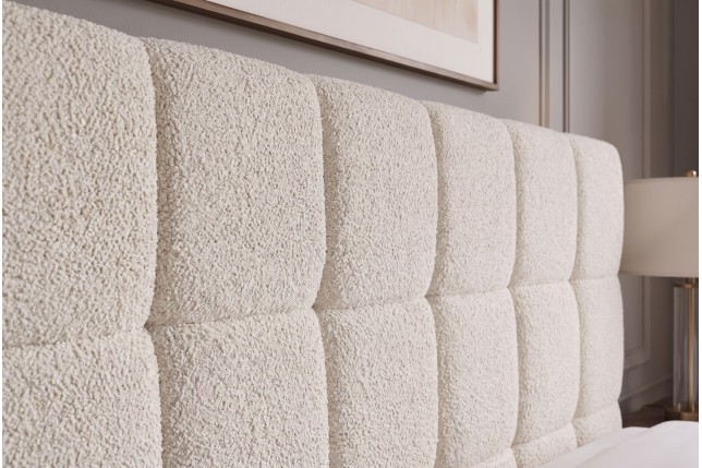 Lit PRESTIGE 180x200 bouclé creamy avec rangement