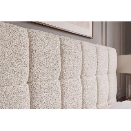 Lit PRESTIGE 180x200 bouclé creamy avec rangement