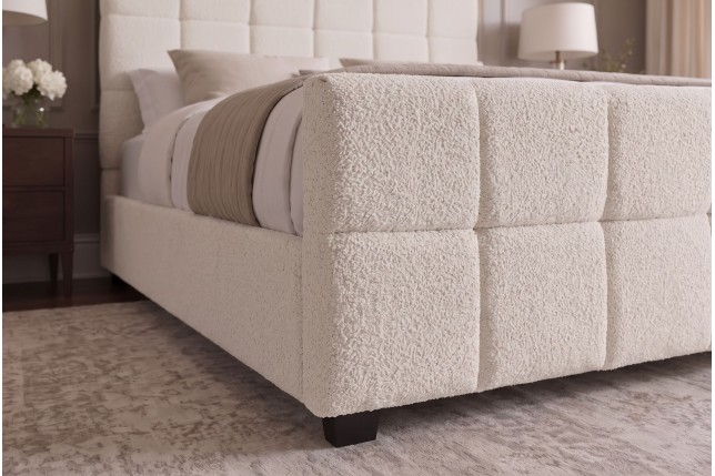 Lit PRESTIGE 180x200 bouclé creamy avec rangement