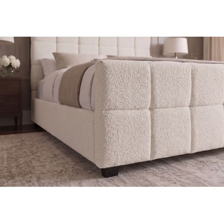 Lit PRESTIGE 180x200 bouclé creamy avec rangement