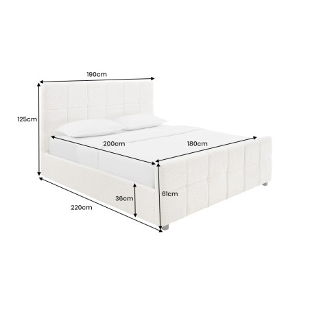 Lit PRESTIGE 180x200 bouclé creamy avec rangement