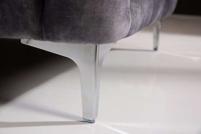 Canapé MODERN BAROCK 3 places velours gris Chesterfield