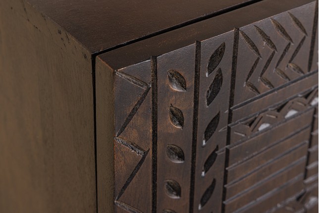Buffet bas TRIBAL 180cm manguier massif brun foncé