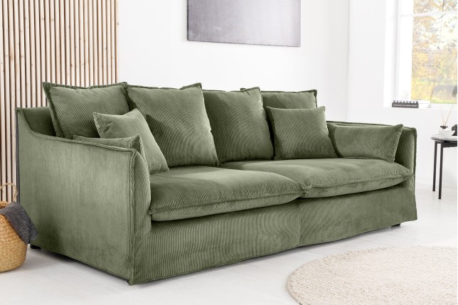 Canapé HEAVEN 3 places tissu cordon vert 200cm