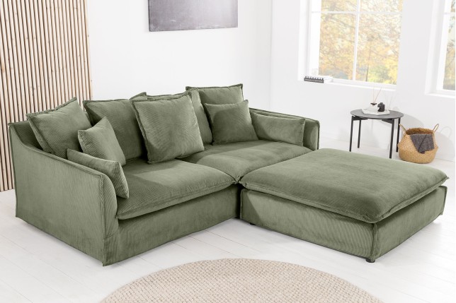 Canapé HEAVEN 3 places tissu cordon vert 200cm