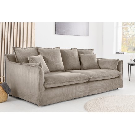 Canapé HEAVEN 200cm 3 places tissu cord greige
