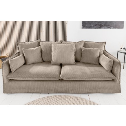 Canapé HEAVEN 200cm 3 places tissu cord greige 2