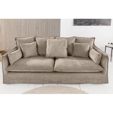 Canapé HEAVEN 200cm 3 places tissu cord greige