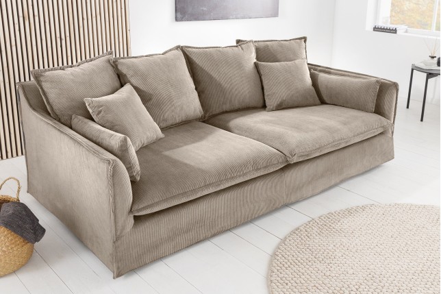 Canapé HEAVEN 200cm 3 places tissu cord greige