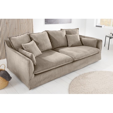 Canapé HEAVEN 200cm 3 places tissu cord greige