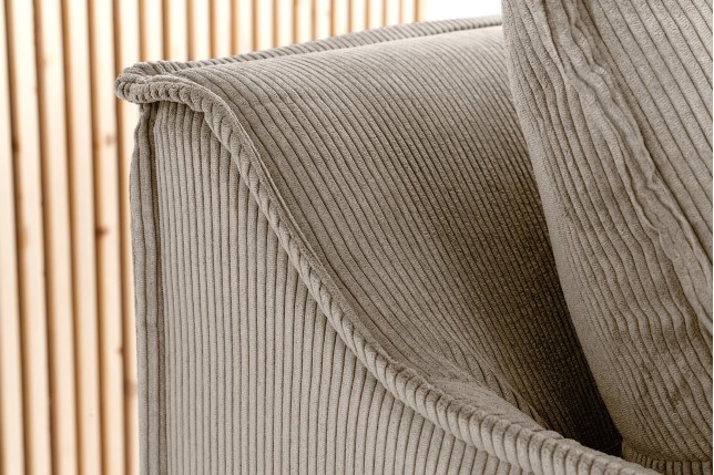 Canapé HEAVEN 200cm 3 places tissu cord greige