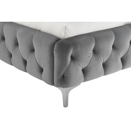 Lit MODERN BAROCK 160x200 velours gris Chesterfield