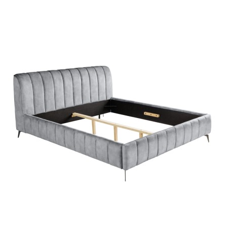 Lit AMSTERDAM 160x200cm velours gris - Design & confort