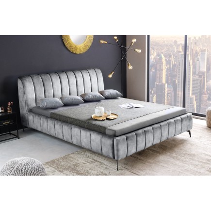 Lit AMSTERDAM 160x200cm velours gris - Design & confort 2