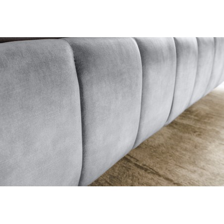 Lit AMSTERDAM 160x200cm velours gris - Design & confort