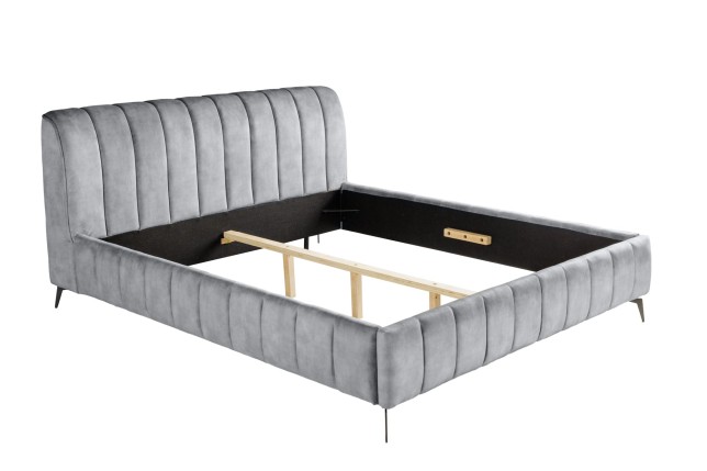 Lit AMSTERDAM 180x200cm velours gris - Chambre design