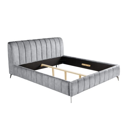 Lit AMSTERDAM 180x200cm velours gris - Chambre design