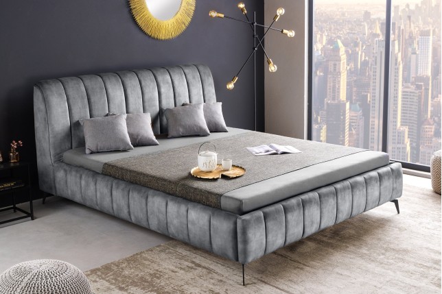 Lit AMSTERDAM 180x200cm velours gris
