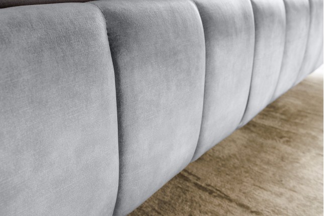 Lit AMSTERDAM 180x200cm velours gris - Chambre design