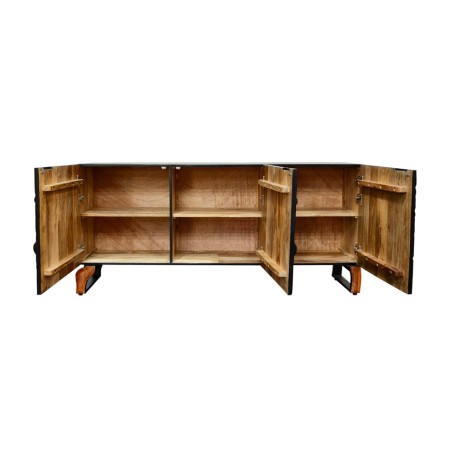 Buffet bas FOREST 160cm manguier massif noir marron 3D