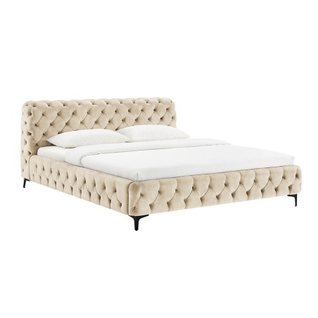 Lit MODERN BAROCK 180x200 velours champagne Chesterfield