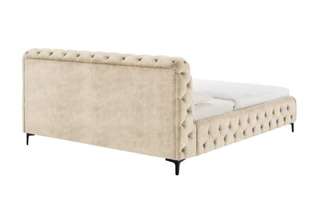 Lit MODERN BAROCK 180x200 velours champagne Chesterfield