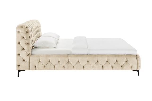 Lit MODERN BAROCK 180x200 velours champagne Chesterfield