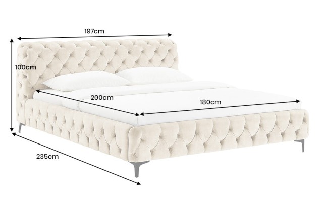 Lit MODERN BAROCK 180x200 velours champagne Chesterfield