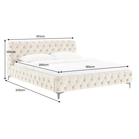 Lit MODERN BAROCK 180x200 velours champagne Chesterfield