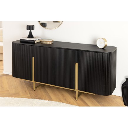 Buffet bas GATSBY 160cm manguier noir et doré style rétro