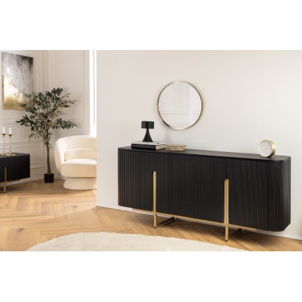 Buffet bas GATSBY 160cm manguier noir et doré style rétro 2