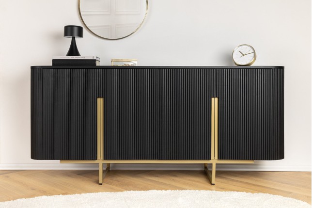 Buffet bas GATSBY 160cm manguier noir et doré style rétro