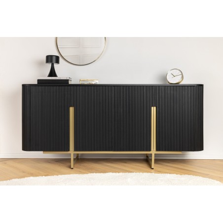 Buffet bas GATSBY 160cm manguier noir et doré style rétro
